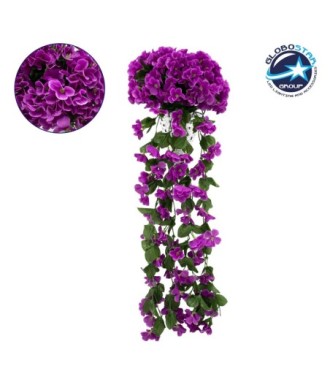 GloboStar® 78051 Τεχνητό Κρεμαστό Φυτό Διακοσμητικών Λουλουδιών με Βιολετί Φλόξ M30 x Υ80 x Π30cm